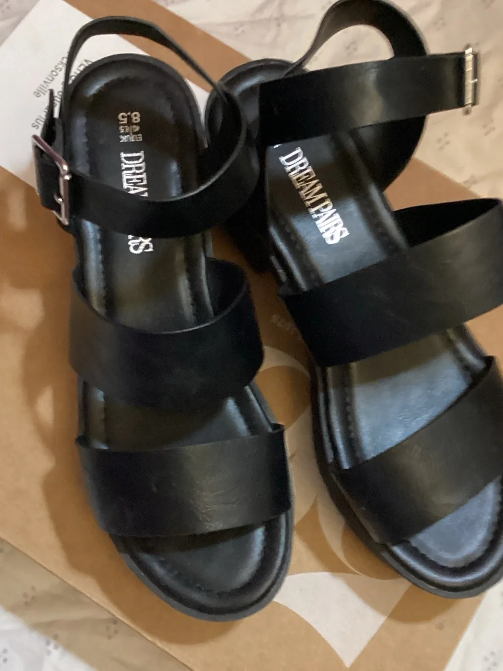 Dream Pairs Black Chunky Platform Strappy Sandals